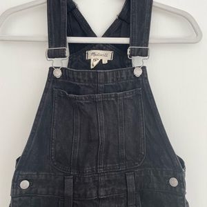 Madewell straight leg overalls in washed black.